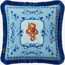 Chiara Alessi Carpe Diem Mavi Kadife Dekoratif Yastık 45X45 cm