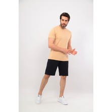 Erkek Haki Siyah Bisiklet Yaka Tshirt Şort Cep Fermuarlı Alt Üst Takım