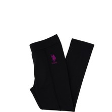 U.S. Polo Assn. Kız Çocuk Siyah Nervürlü İnterlok Tayt 50316891-VR046
