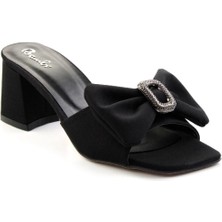 Niyyar Siyah Cilt Topuklu Terlik