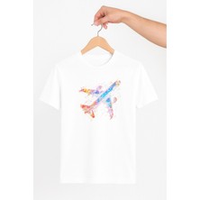 Vecihi Geliyor Neon Yolcu Uçağı Unisex Tshirt Pilot - Havacı - Uçak Tutkunu