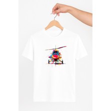 Vecihi Geliyor Renkli Helikopter Unisex Tshirt Pilot - Havacı - Uçak Tutkunu