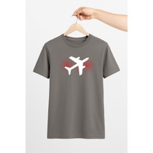 Vecihi Geliyor Uçak Silüeti Unisex Tshirt Pilot - Havacı - Uçak Tutkunu