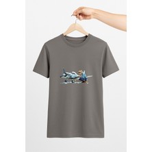 Vecihi Geliyor Uçak ve Kadın Pilot Unisex Tshirt Pilot - Havacı - Uçak Tutkunu
