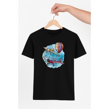 Vecihi Geliyor Uçaklar ve Balon Unisex Tshirt Pilot - Havacı - Uçak Tutkunu