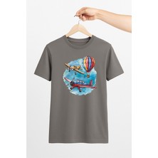 Vecihi Geliyor Uçaklar ve Balon Unisex Tshirt Pilot - Havacı - Uçak Tutkunu