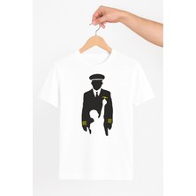 Vecihi Geliyor Çocuk ve Pilot Tasarım Unisex Tshirt Pilot - Havacı - Uçak Tutkunu