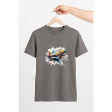 Vecihi Geliyor Renkli Jet Uçak Unisex Tshirt Pilot - Havacı - Uçak Tutkunu