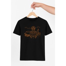 Vecihi Geliyor Çizgizel Pilot ve Uçak Tasarım Unisex Tshirt Pilot - Havacı - Uçak Tutkunu