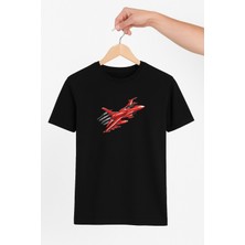 Vecihi Geliyor Kırmızı Jet Uçak Unisex Tshirt Pilot - Havacı - Uçak Tutkunu