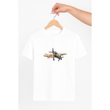 Vecihi Geliyor Renkli Pervaneli Uçak Unisex Tshirt Pilot - Havacı - Uçak Tutkunu