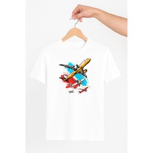 Vecihi Geliyor Renkli Yolcu Uçakları Unisex Tshirt Pilot - Havacı - Uçak Tutkunu