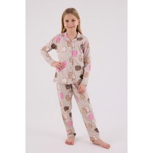 Rolypoly Kız Çocuk Krem Gömlek Pijama Takımı