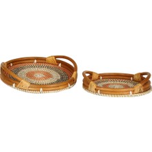 Tepsi Vitale 2'li Rattan Tepsi Seti AK.JJ0003 