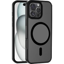 iPhone 16 Pro Max Kılıf Magsafe Şarj Özellikli Mat Arka Yüzey Zıvo Sio Kapak-Siyah