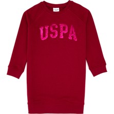 U.S. Polo Assn. Kız Çocuk Koyu Frambuaz Payet Detaylı Bisiklet Yaka Sweat Örme Elbise 50314313-VR104