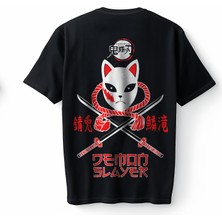 Bumeta Demon Slayer Mask Sword Oversize Unisex Tişört T-Shirt
