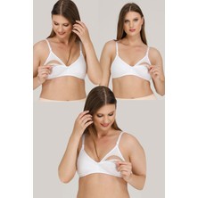 Parlingerie 3'lü Emzirme Sütyeni Yumuşak Dokulu Nefes Alabilir Pamuk 3 Adet Set