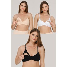 Parlingerie 3'lü Emzirme Sütyeni Yumuşak Dokulu Nefes Alabilir Kumaş Seti