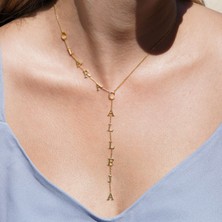 Nox Jewelry 14 Ayar Altın Mikron Kaplama Y Model Harfli İsim Gümüş Kolye – Kişiye Özel Dikey Tasarım - CN00454