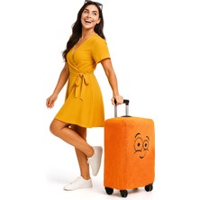 Ayıcı Gülen Yüz Desenli Bavul-Valiz Koruyucu Kılıf | Seyahatlere Neşe Katın