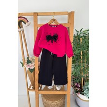 Miniğimin Cicileri Fiyonk Taş Detaylı Çimalı takım - Fuşya