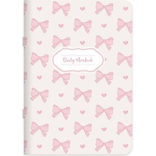 Kareli Kuşe Kapak Kurdele Stickerli Defter 18,5 x 26 cm - Kurdeleler