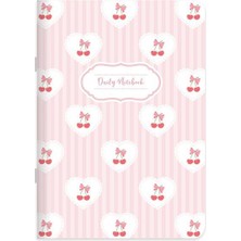 Düz Kuşe Kapak Kurdele Stickerli Defter 18,5 x 26 cm - Kiraz