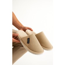 Unisex Ev Terliği Kaymaz Tabanlı Ribana Kumaş Konforlu Model Şık ve Konforlu Ev Içi Terlik Yarı Deri