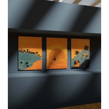 3 Lü Bohem Tablo Modern Tablo Duvar Tablosu Çerçeve Görünümlü Mutfak Tabloları Premium Kalite