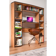 Çalışma Masası 10 Raflı Kitaplık Raf Atlantik Çam