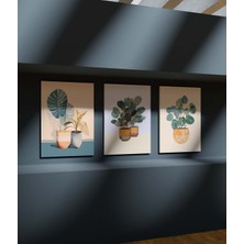 Duvar Tablosu Çerçeve Görünümlü Premium Kalite Mutfak Tabloları 3 Lü Tablo Modern Tablo Bohem Tablo