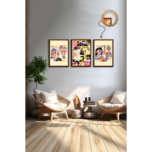 Dekoratif 3lü Tablo,ahşap Çerçeveli,soyut Tablo,duvar Tablo,duvar Susu,mutfak Tablo Cerceveli Tablo