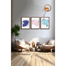 Dekoratif 3lü Tablo,ahşap Çerçeveli,soyut Tablo,duvar Tablo,duvar Susu,mutfak Tablo Cerceveli Tablo