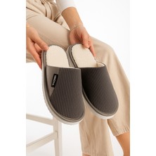 Unisex Ev Terliği Kaymaz Tabanlı Ribana Kumaş Konforlu Model Şık ve Konforlu Ev Içi Terlik Yarı Deri