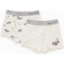 Erkek Çocuk Koala Desenli 2'li Boxer Ekru