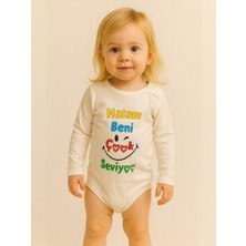 Bebek Halam Beni Çok Seviyor Yazılı Pamuklu Uzun Kol Çıtçıtlı Body