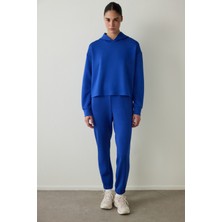 Saks Silky Feel Kapüşonlu Slogan Baskılı Sweatshirt