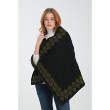 T-Crazy Knitwear Sarmaşıklı Kışlık Triko Şal, Çift Katlı ve Çift Taraflı Triko Örme Omuz Şalı