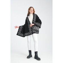 T-Crazy Knitwear Sarmaşıklı Kışlık Triko Şal, Çift Katlı ve Çift Taraflı Triko Örme Omuz Şalı