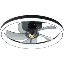 49 cm Modern Alçak Profilli Tavan Vantilatörü, 48W LED Işık, 3 Renkli ve 6 Hız Ayarlı