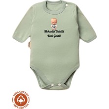 Unisex Bebek %100 Pamuklu Mekanın Sahibi Baskılı 3-6-9-12 Ay Bebek Body Ekru Badi Zıbın