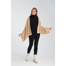 T-Crazy Knitwear Düz Şerit Kışlık Triko Şal, Çift Katlı ve Çift Taraflı Triko Örme Omuz Şalı