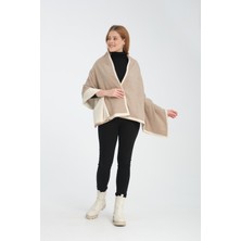 T-Crazy Knitwear Düz Şerit Kışlık Triko Şal, Çift Katlı ve Çift Taraflı Triko Örme Omuz Şalı