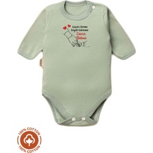 Unisex Bebek %100 Pamuklu Canım Babam Baskılı 3-6-9-12 Ay Bebek Body Ekru Badi Zıbın