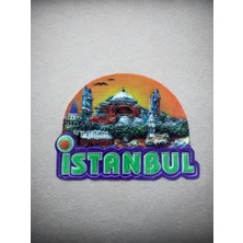 Istanbul Temalı Polyester Magnet. 8cm x 5cm. Sarı
