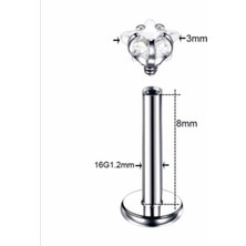 %100 316 L Cerrahi Çelik Yıldız Taşlı Piercing-Taş Çapı 3mm-
Bar uzunluğu 8mm-1 Adet