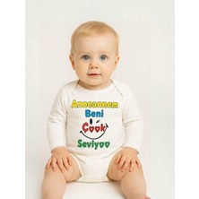 Bebek Anneannem Beni Çok Seviyor Yazılı Pamuklu Uzun Kol Çıtçıtlı Body