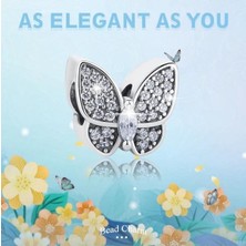 925 Ayar Gümüş Muhteşem Kelebek Charm Boncuk 1 Adet