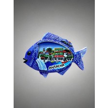 Antalya Temalı Kabartmalı Polyester Magnet 8,5 cm x 6cm Lacivert